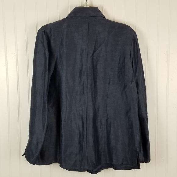 Deborah Parker Women Linen Silk Button Blouse Top Size Large Blue Office Siren - Picture 3 of 9